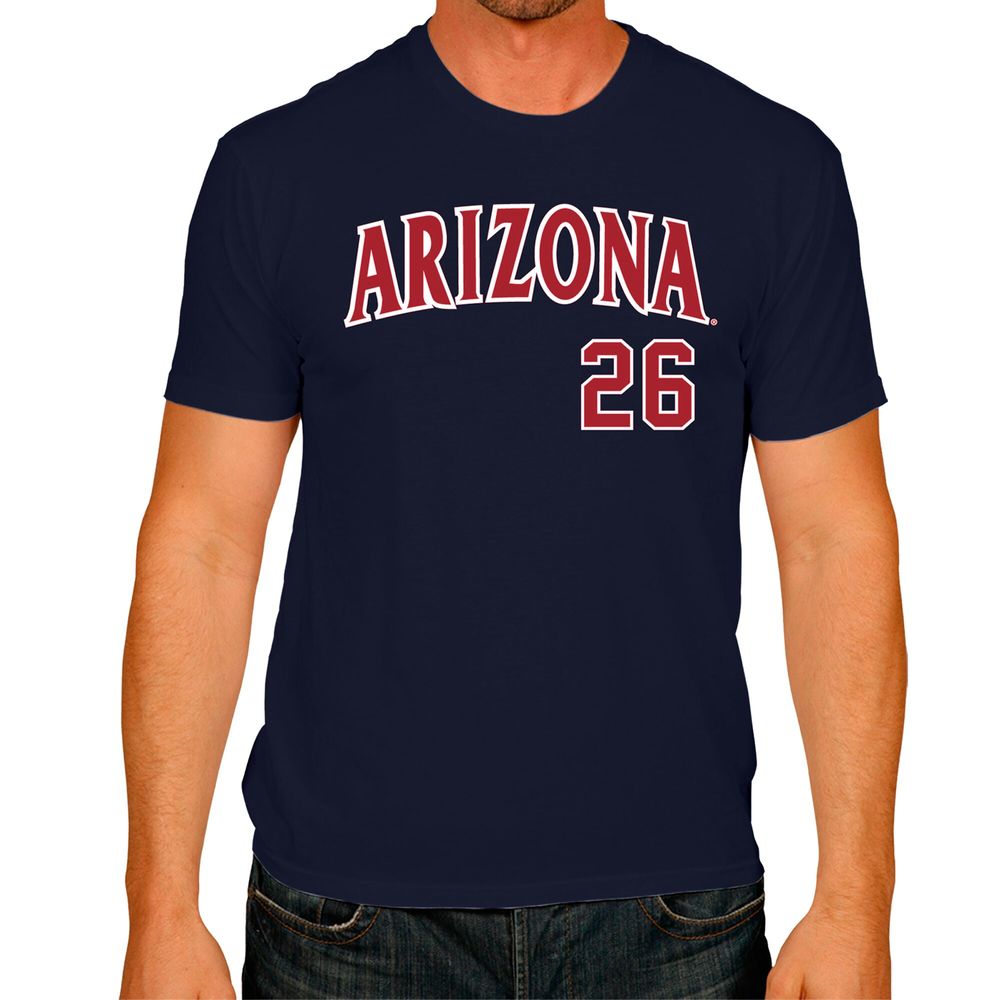 Men's Original Retro Brand Mark Melancon Navy Arizona Wildcats Baseball Name & Number T-Shirt