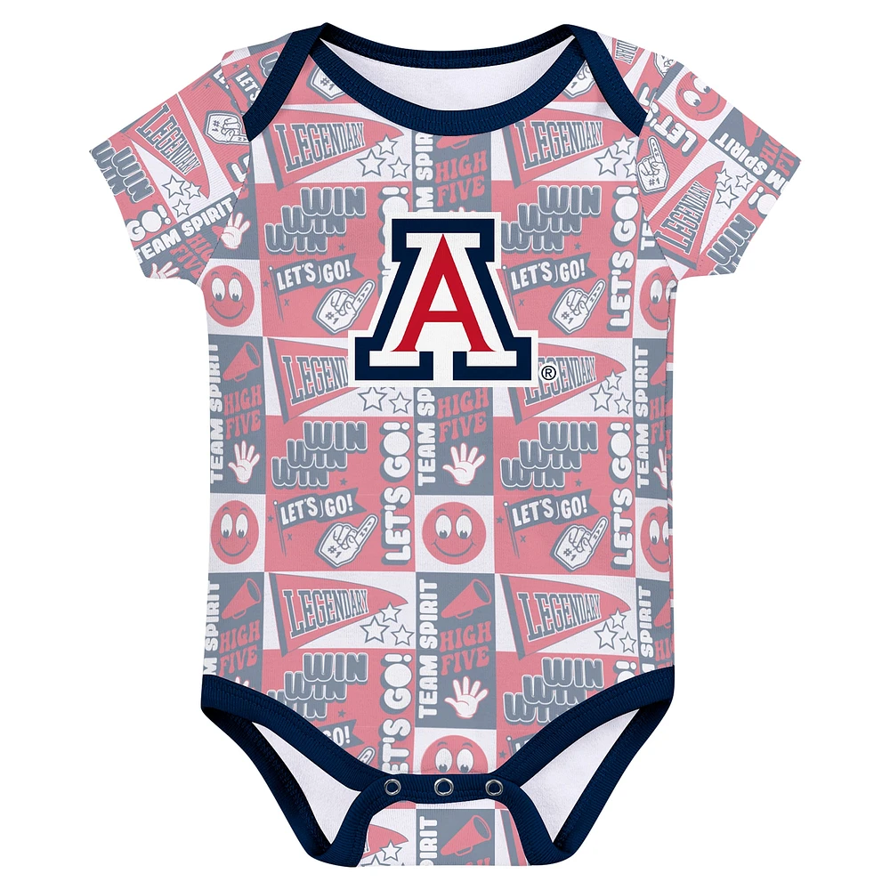 Newborn Navy Arizona Wildcats Sunday Comics 3-Pack Bodysuit Set