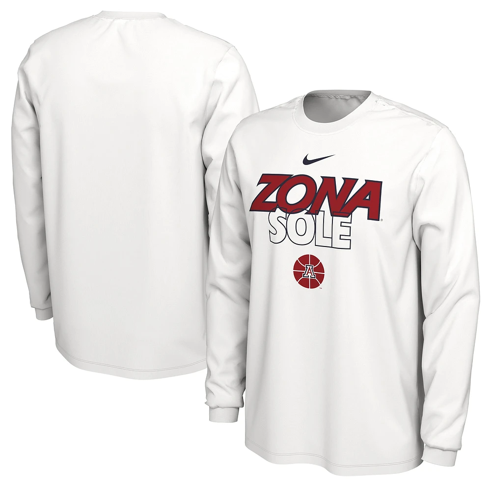 Nike  White Arizona Wildcats 2023 On Court Bench Long Sleeve T-Shirt