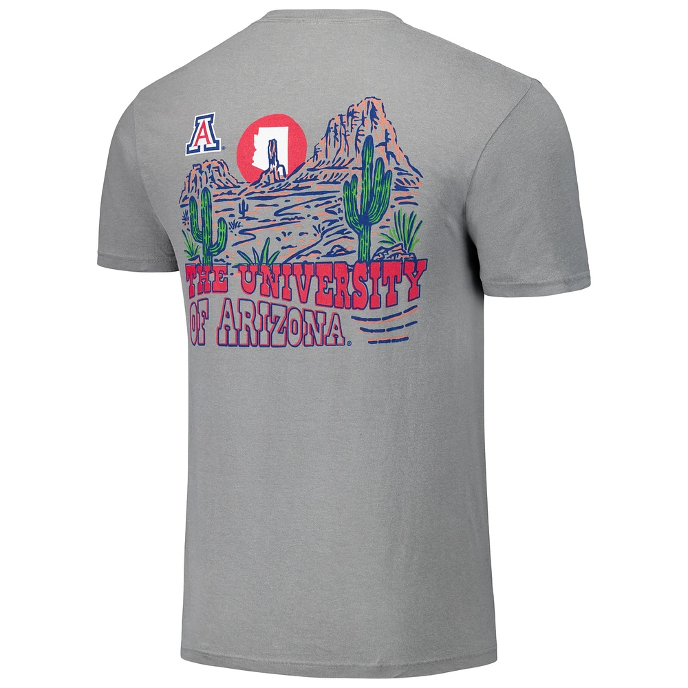 Unisex Gray Arizona Wildcats Hyper Local Cactus Sketch Scene T-Shirt