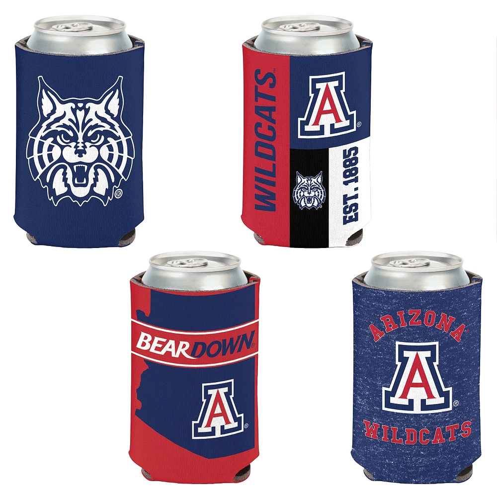 WinCraft Arizona Wildcats, paquet de 4, 12 oz. Ensemble refroidisseur de canettes