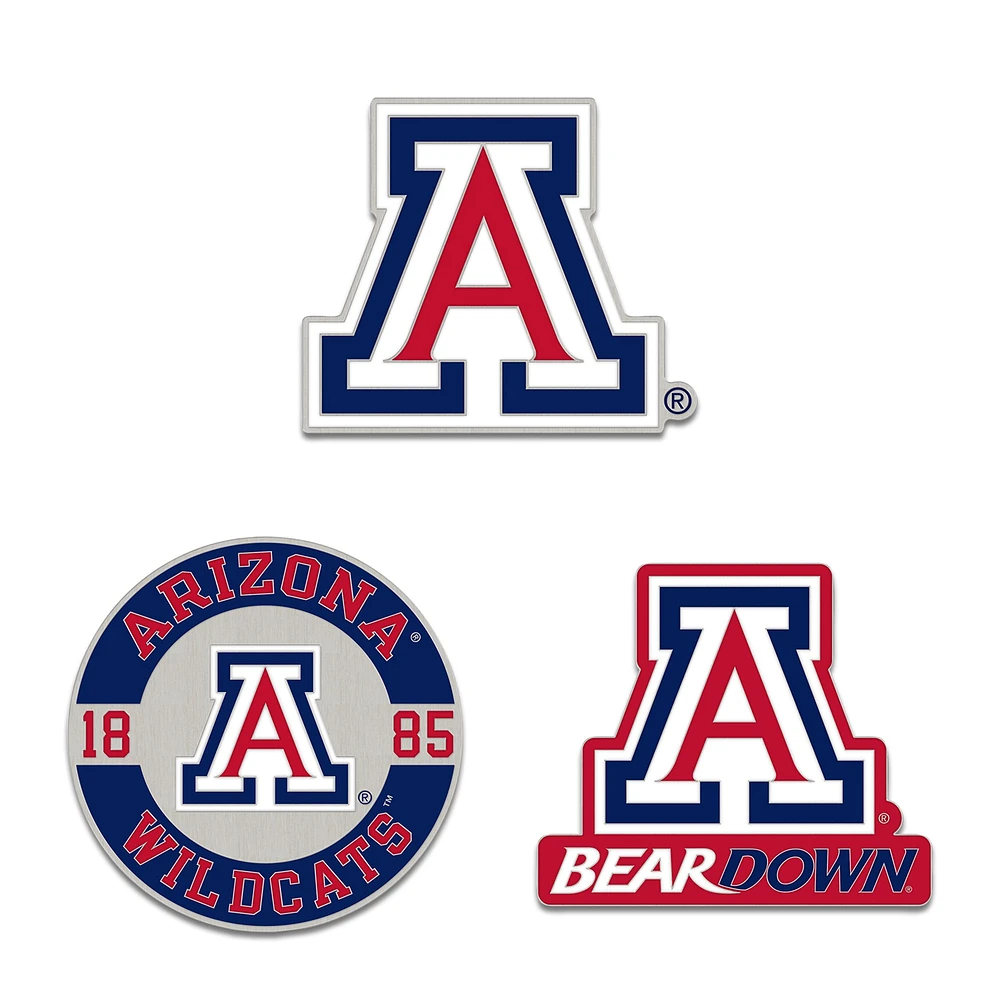 Ensemble de pin de collection WinCraft Arizona Wildcats en trois pièces