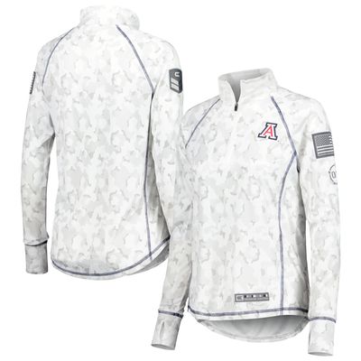 Women's Colosseum White Arizona Wildcats Operation Hat Trick Military Appreciation Officer Arctic Camo Raglan Quarter-Zip Jacket