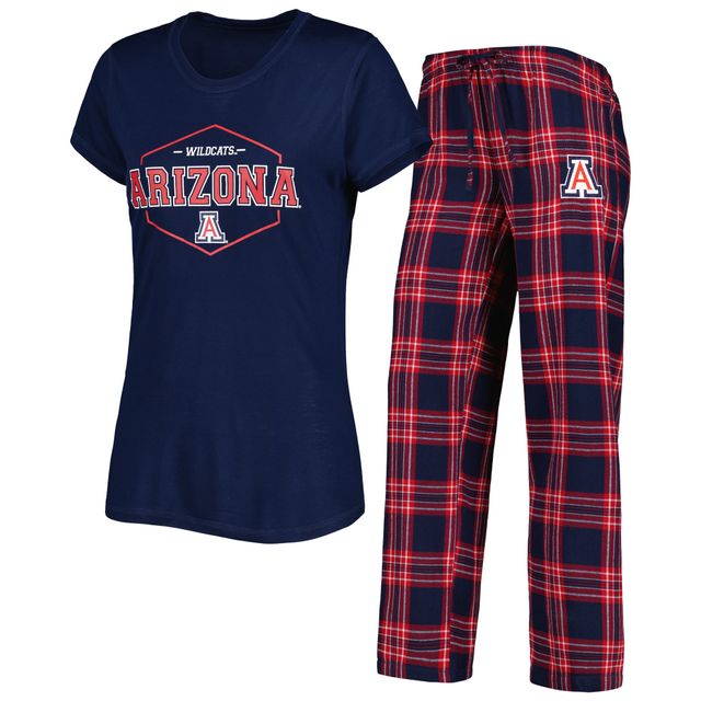 Concepts Sport T-shirt et pantalon en flanelle pour femme Bleu marine/rouge Arizona Wildcats Badge