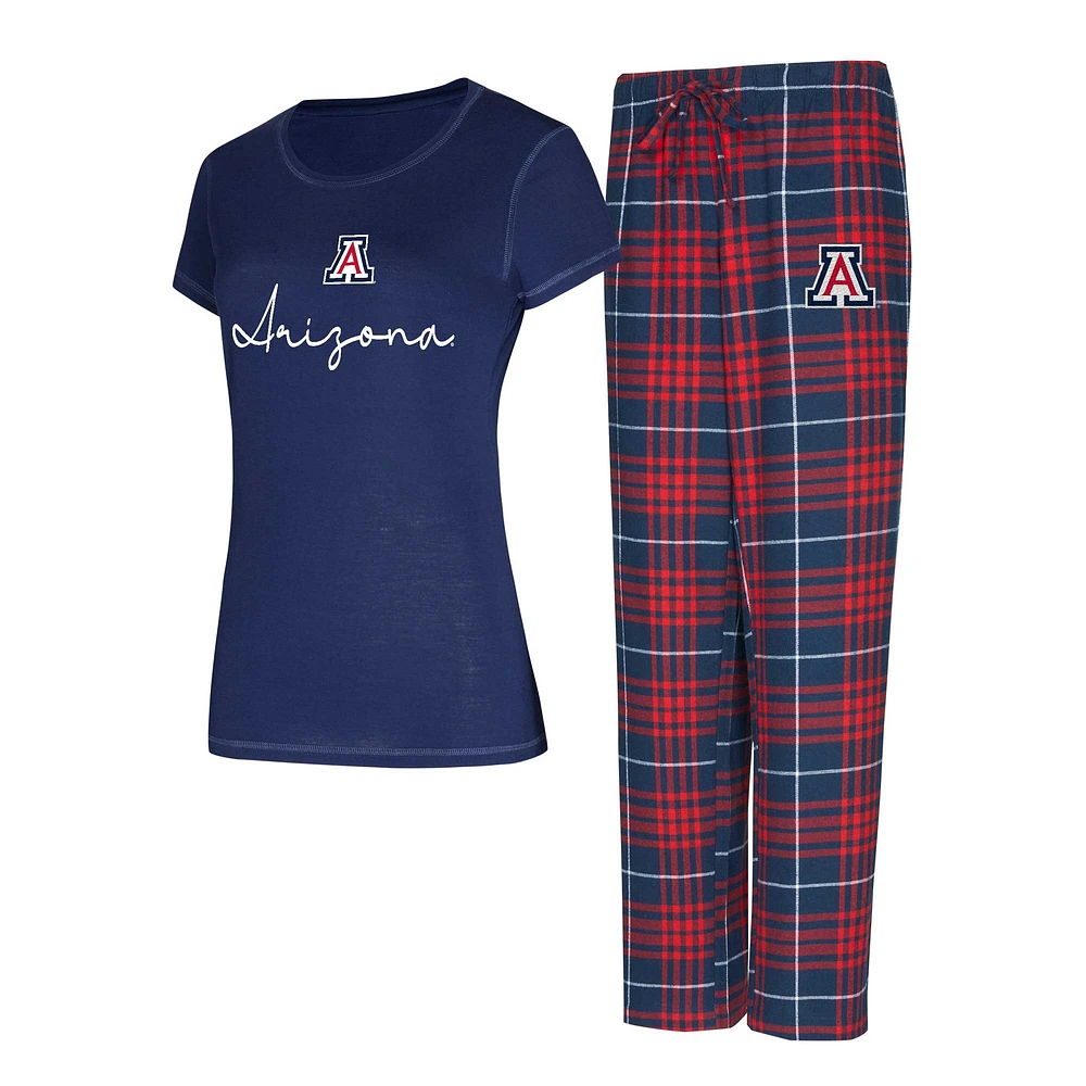 Ensemble de nuit pour femme Concepts Sport Navy Arizona Wildcats Vector T-shirt et pantalon en flanelle