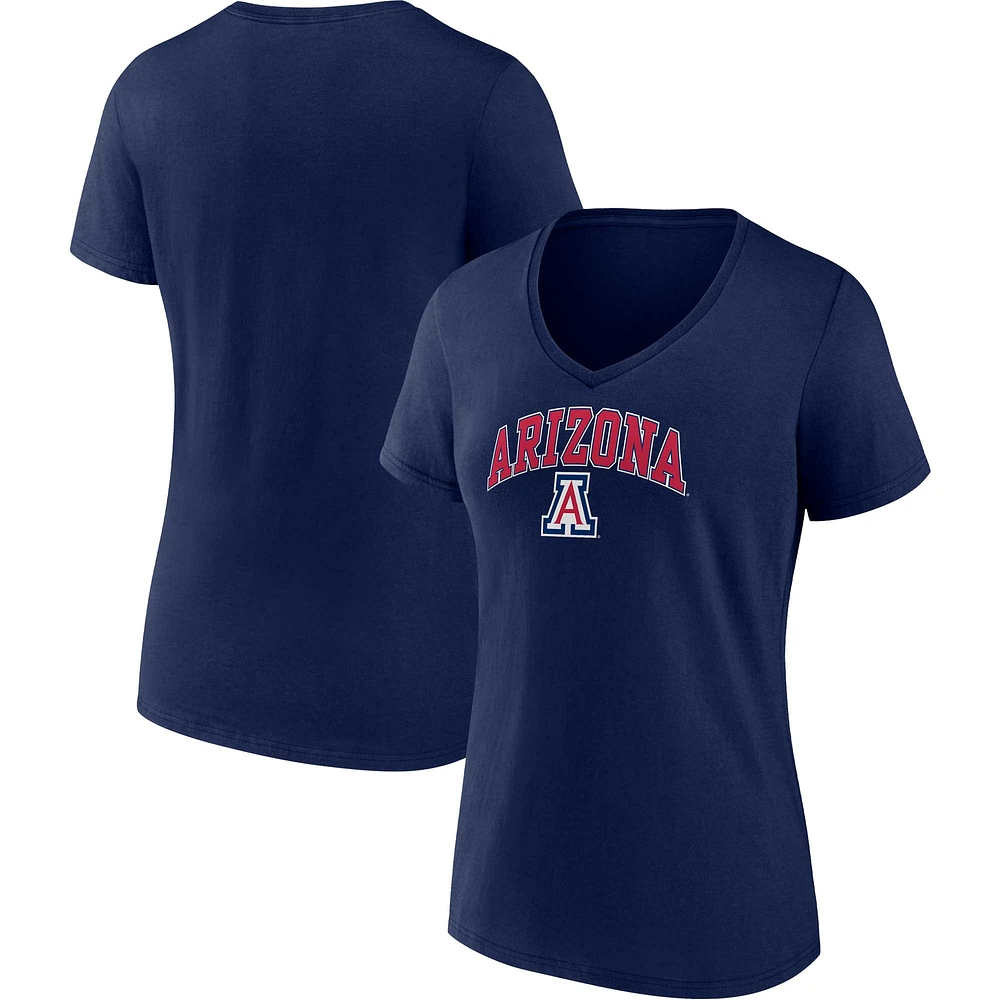 Women's Fanatics Navy Arizona Wildcats Campus V-Neck T-Shirt