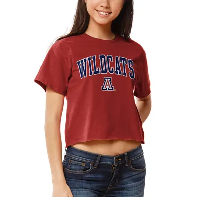 Arizona Wildcats League Collegiate Wear Women's Clothesline Cotton Crop T-Shirt - Red