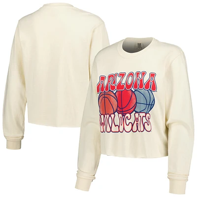 Women's Natural Arizona Wildcats Comfort Colors Basketball Cropped Long Sleeve T-Shirt