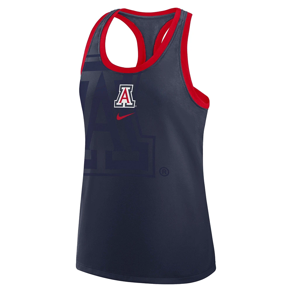 Débardeur Nike bleu marine Arizona Wildcats Primetime Racerback Tri-Blend pour femme