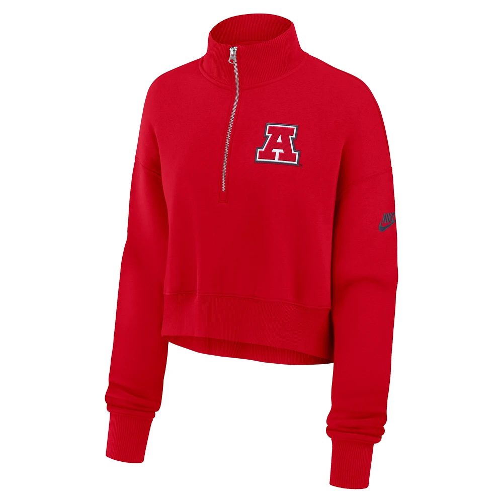 Women's Nike Red Arizona Wildcats Legacy Elevated Logo Cropped Half-Zip Sweatshirt