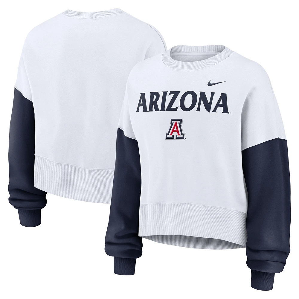 Sweat-shirt court surdimensionné à blocs de couleurs Nike Arizona Wildcats blanc pour femme