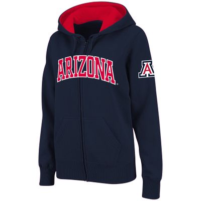 Women's Stadium Athletic Navy Arizona Wildcats Arched Name Full-Zip Hoodie