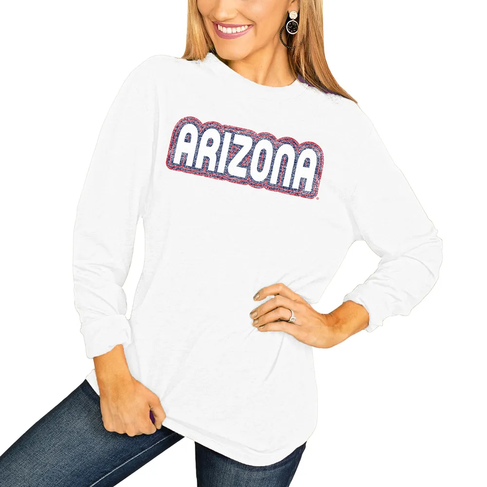 Win Wildcats Westland Mall Women\'s Vibe Lids Vintage T-Shirt Arizona Long | It\'s A Sleeve White -