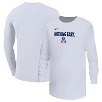 Youth Nike White Arizona Wildcats 2025 On-Court Bench Long Sleeve T-Shirt