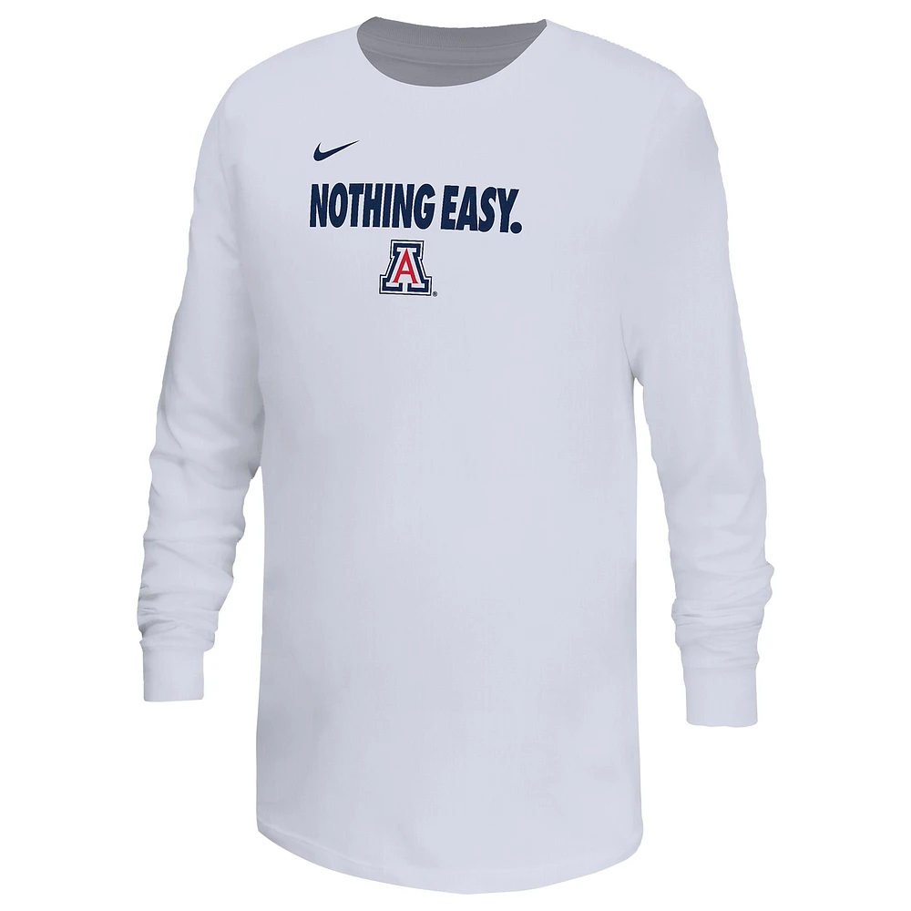 Youth Nike White Arizona Wildcats 2025 On-Court Bench Long Sleeve T-Shirt