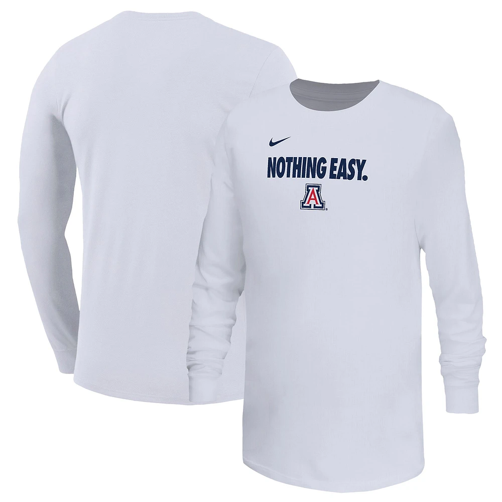 Youth Nike White Arizona Wildcats 2025 On-Court Bench Long Sleeve T-Shirt