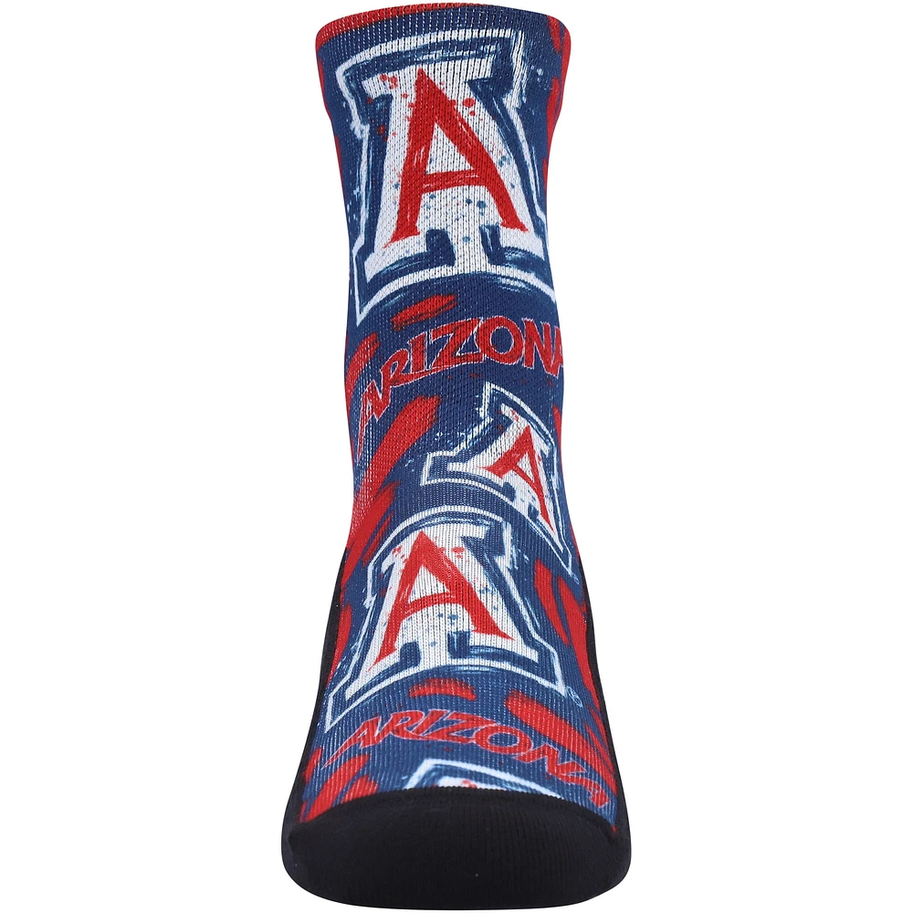 Youth Rock Em Socks Arizona Wildcats Allover Logo & Paint Crew Socks