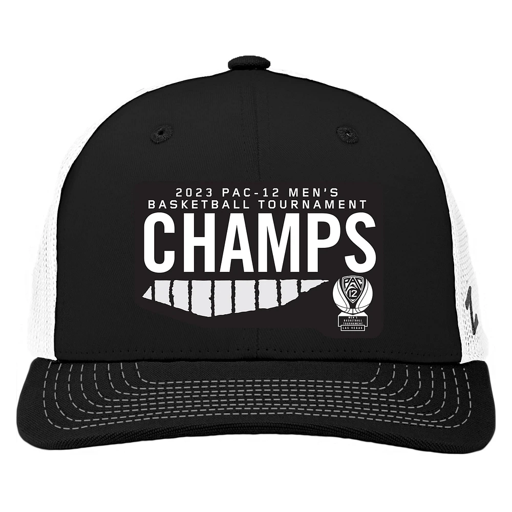 Zephyr  Black Arizona Wildcats 2023 PAC-12 Men's Basketball Conference Tournament Champions Locker Room Adjustable Hat