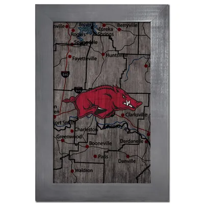 Arkansas Razorbacks 11'' x 19'' Framed Team City Map Sign