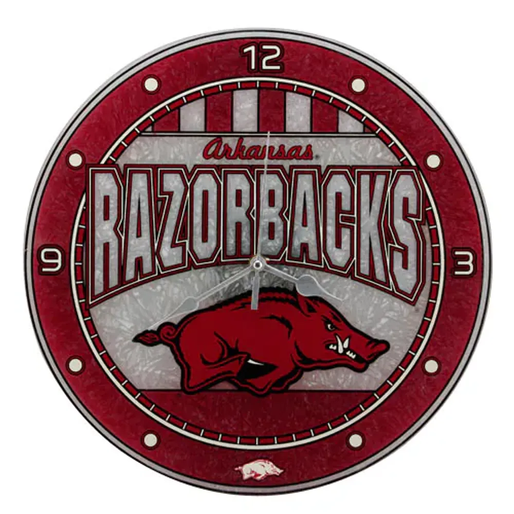 Horloge murale Arkansas Razorbacks 12 po en verre d'art