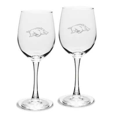 Arkansas Razorbacks 12oz. 2-Piece Traditional White Wine Glass Set