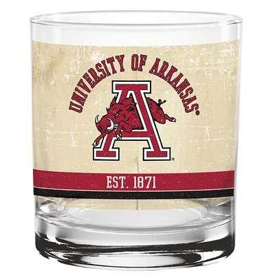 Arkansas Razorbacks 14oz. Vintage Retro Rocks Glass