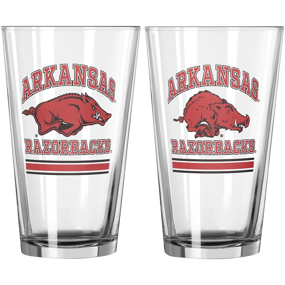 Arkansas Razorbacks 16oz. Verre à pinte, paquet de deux