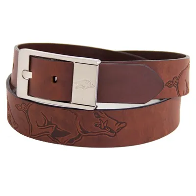 Ceinture en cuir Brandish des Razorbacks de l'Arkansas - Marron