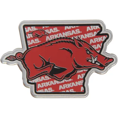 Arkansas Razorbacks State Shape Acrylic Metallic Auto Emblem