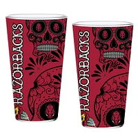 Arkansas Razorbacks Two-Pack 16oz. Dia De Los Muertos Pint Glass Set