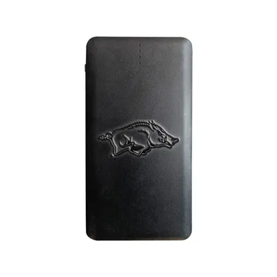 Arkansas Razorbacks Debossed Faux Leather Power Bank - Black