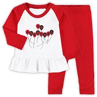 Girls Infant Wes & Willy Cardinal/White Arkansas Razorbacks Balloon Raglan 3/4-Sleeve T-Shirt Leggings Set