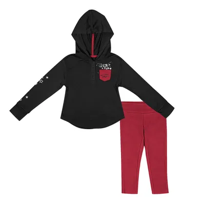 Arkansas Razorbacks Colosseum Girls Toddler Most Delightful Way Long Sleeve Hoodie T-Shirt & Leggings Set - Black/Cardinal