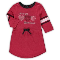 Girls Toddler Colosseum Heathered Cardinal Arkansas Razorbacks Poppin Sleeve Stripe Dress