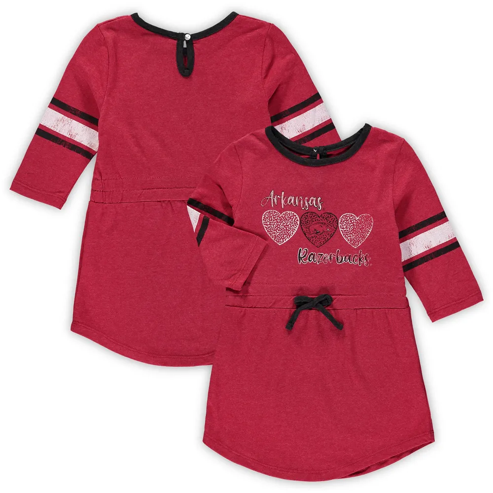 Robe à rayures Colosseum Heathered Cardinal Arkansas Razorbacks pour tout-petits filles