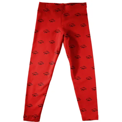 Arkansas Razorbacks Girls Youth All Over Print Leggings - Cardinal