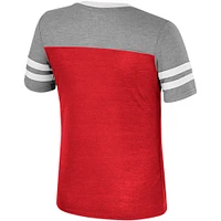 Girls Youth Colosseum Cardinal/Heather Gray Arkansas Razorbacks Summer Striped V-Neck T-Shirt