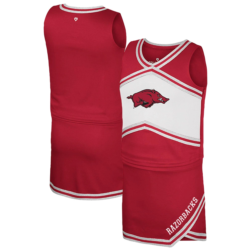 Ensemble haut et jupe de pom-pom girl pour filles du Colosseum Cardinal Arkansas Razorbacks