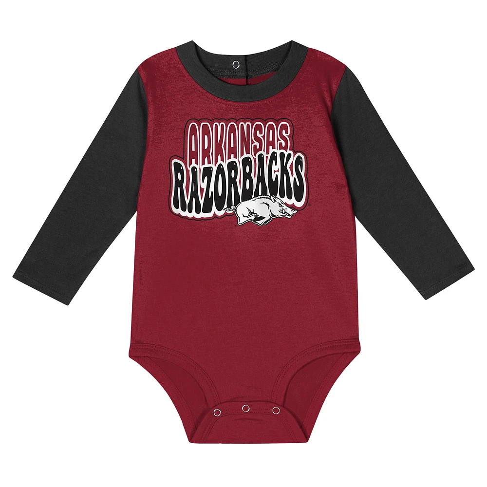 Ensemble body et pantalon à manches longues pour bébé Arkansas Razorbacks Black Double Up