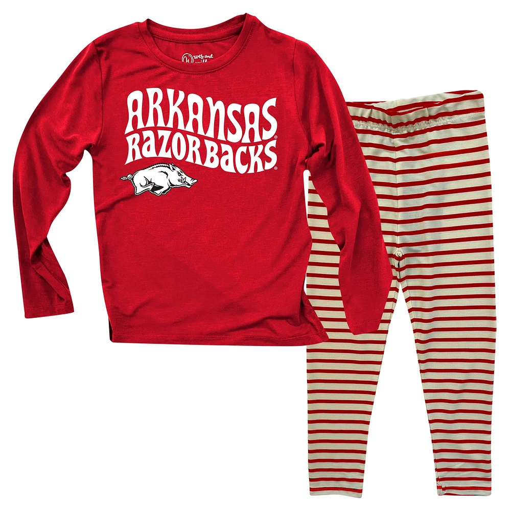 Infant Wes & Willy  Arkansas Razorbacks Long Sleeve Top and Striped Leggings Set