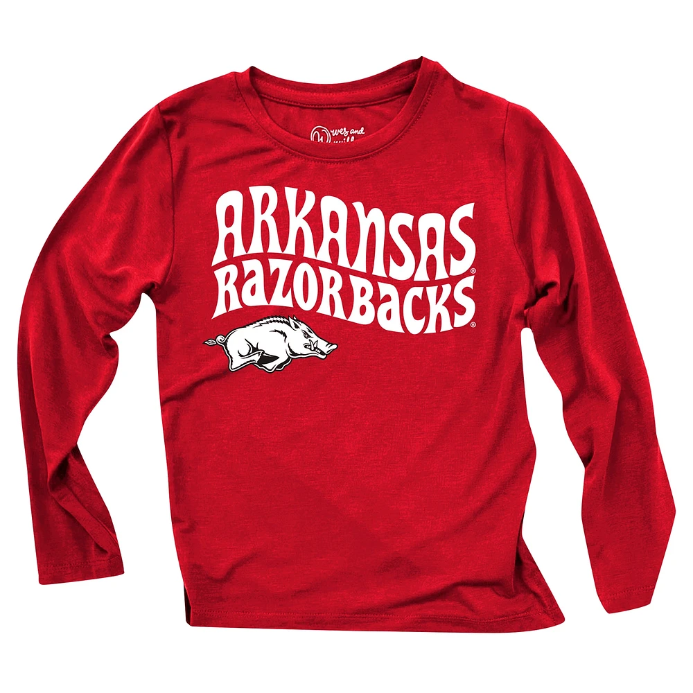 Infant Wes & Willy  Arkansas Razorbacks Long Sleeve Top and Striped Tri-Blend Leggings Set