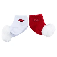 Lot de deux paires de chaussettes à pompon pour bébé ZooZatz Arkansas Razorbacks