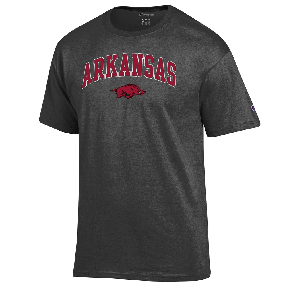 Men's Champion  Charcoal Arkansas Razorbacks Arched Logo T-Shirt