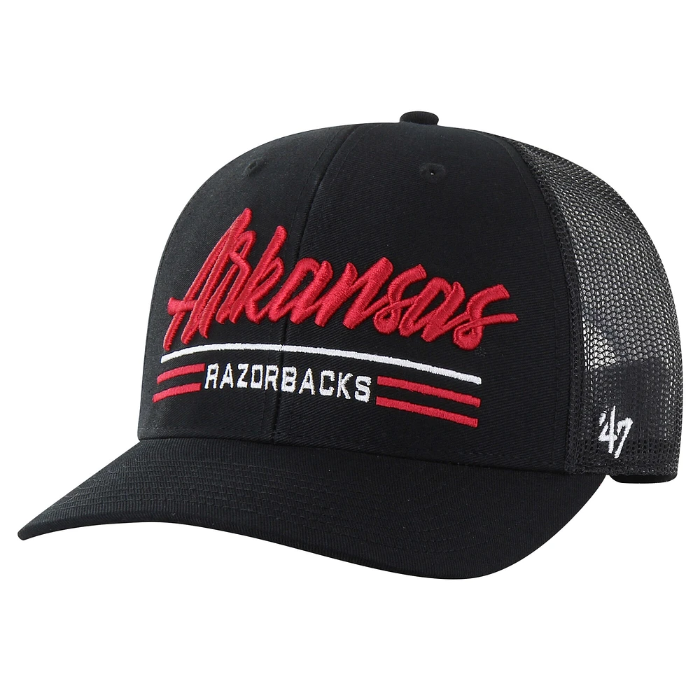 Casquette réglable Garner Trucker Arkansas Razorbacks '47 noire pour hommes