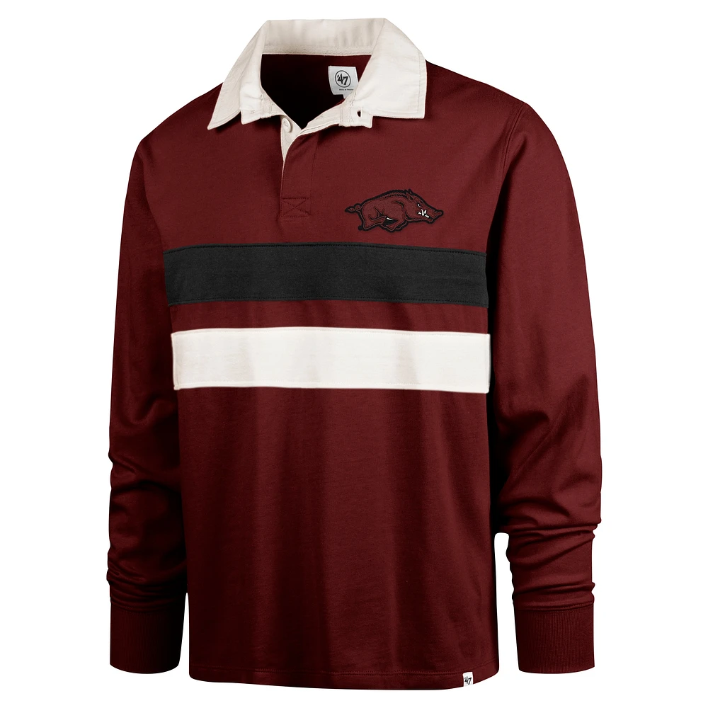 Men's '47 Cardinal Arkansas Razorbacks Clubhouse Knox Thames Long Sleeve Rugby Polo