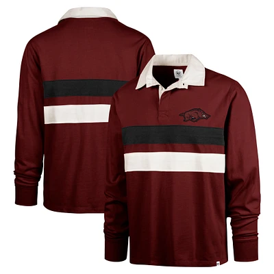 Men's '47 Cardinal Arkansas Razorbacks Clubhouse Knox Thames Long Sleeve Rugby Polo