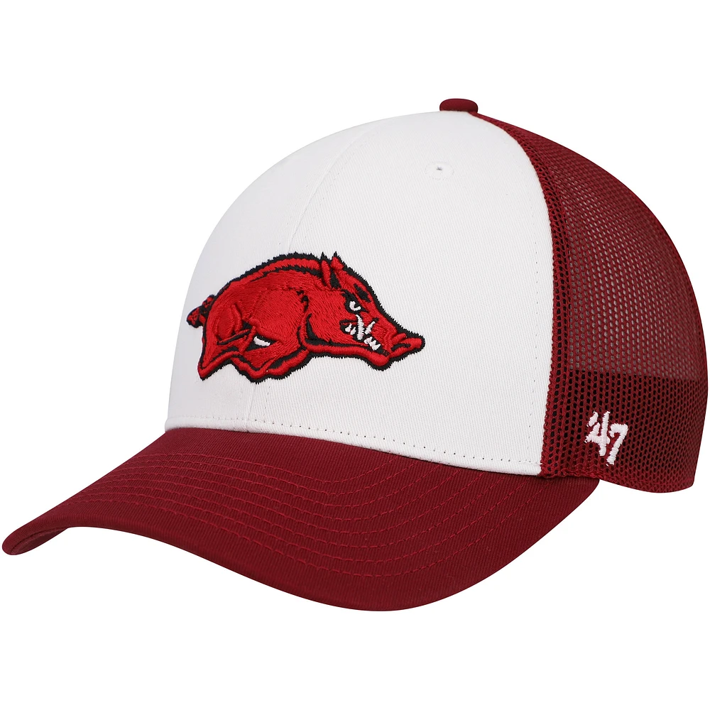 Men's '47 White/Cardinal Arkansas Razorbacks Freshman Trucker Adjustable Hat