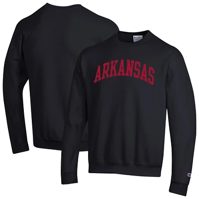 Men's Champion  Black Arkansas Razorbacks Basic Arch Fleece Pullover Sweatshirt