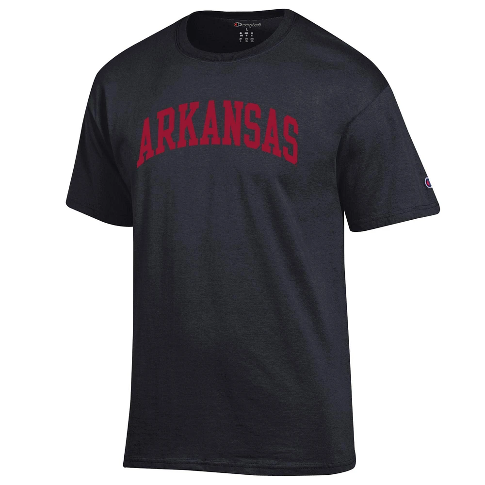 Men's Champion  Black Arkansas Razorbacks Basic Arch T-Shirt