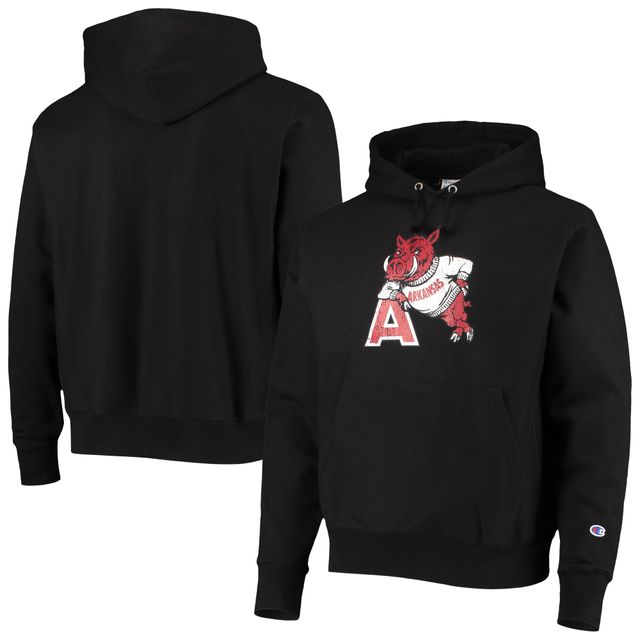 Sweat à capuche tissage inversé Champion Arkansas Razorbacks Vault Logo pour homme, noir